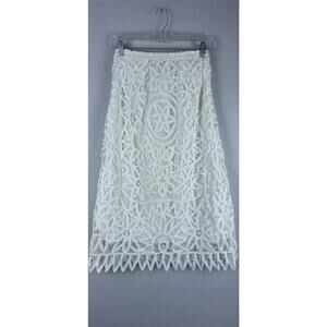 Vintage Laura Ashley Full Lace Lined Elastic Waist Sz S Petite Long Skirt